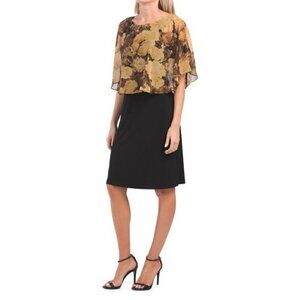 Cape Dress With Floral Overlay Size 4